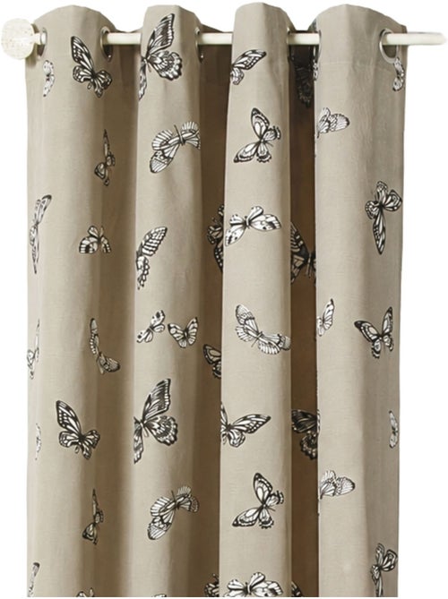 Cortina de jacquard con estampado de mariposas - Kiabi