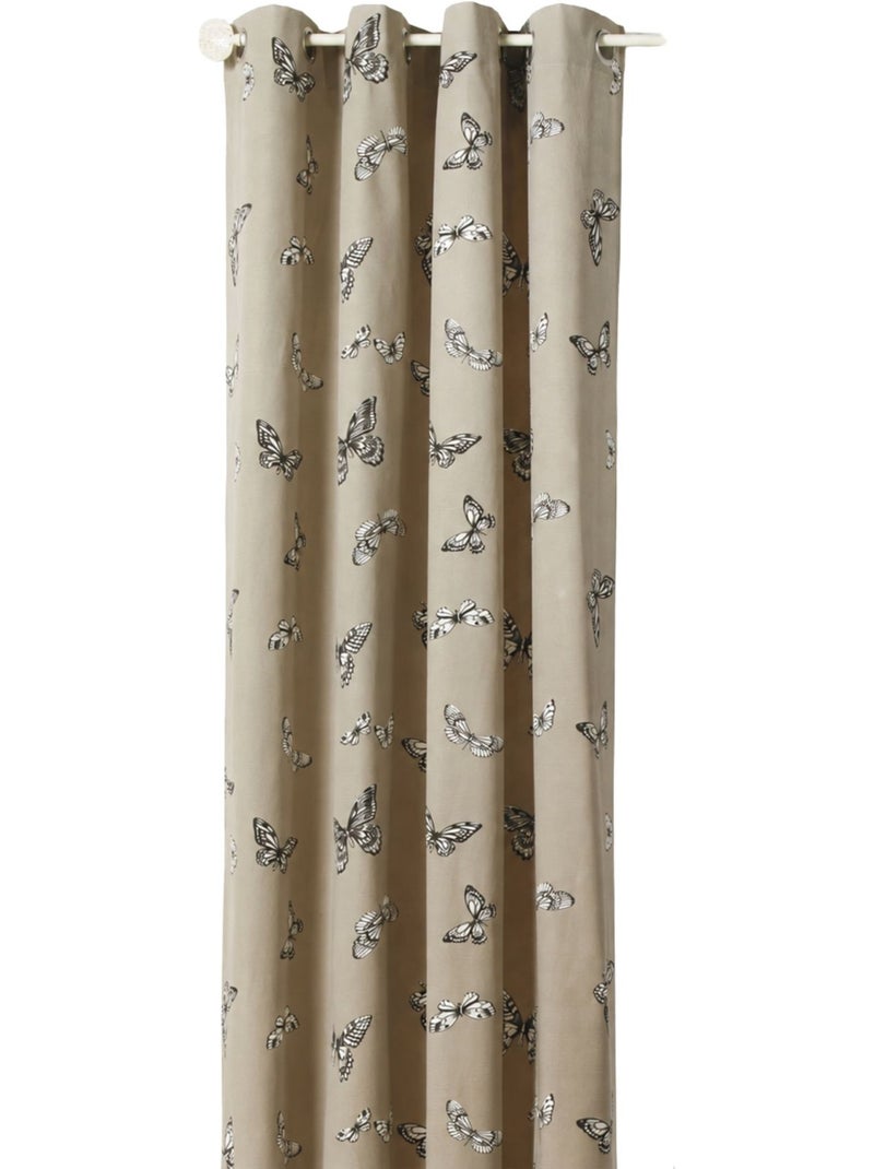 Cortina de jacquard con estampado de mariposas Beige - Kiabi