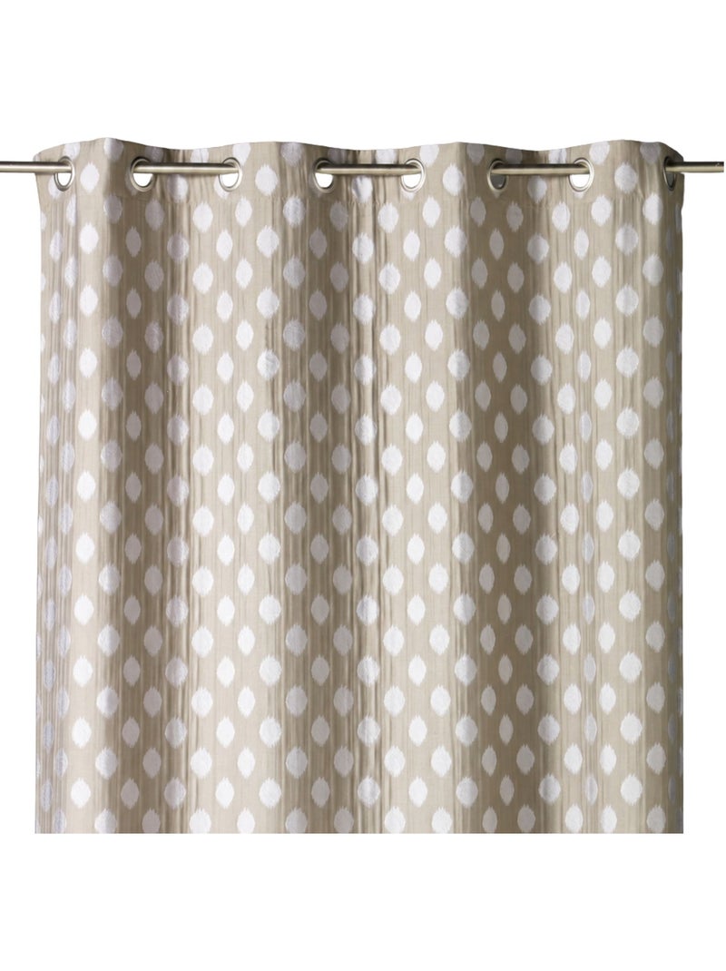 Cortina de jacquard con motivos redondeados, peso Taupe - Kiabi