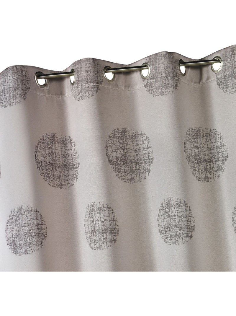 Cortina de jacquard con motivos redondos jaspeados Taupe - Kiabi
