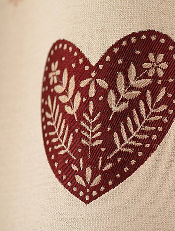 Cortina de jacquard con ojales, parte superior de cuadros vichy y motivos de corazones