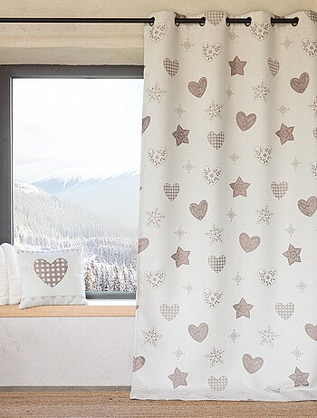 Cortina de jacquard con ojales y motivo de corazón