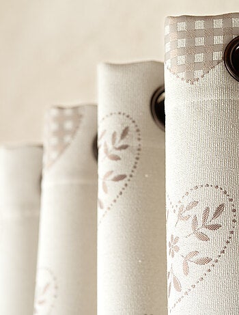 Cortina de jacquard con ojales y motivo de corazón