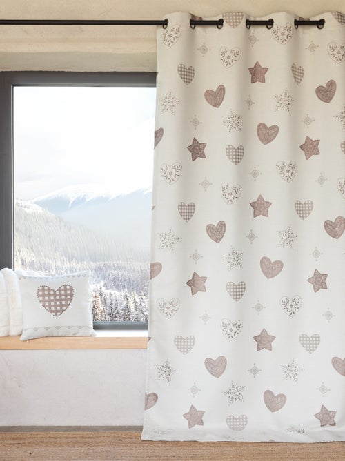 Cortina de jacquard con ojales y motivo de corazón - Kiabi