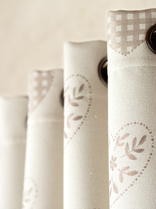 Cortina de jacquard con ojales y motivo de corazón - Kiabi