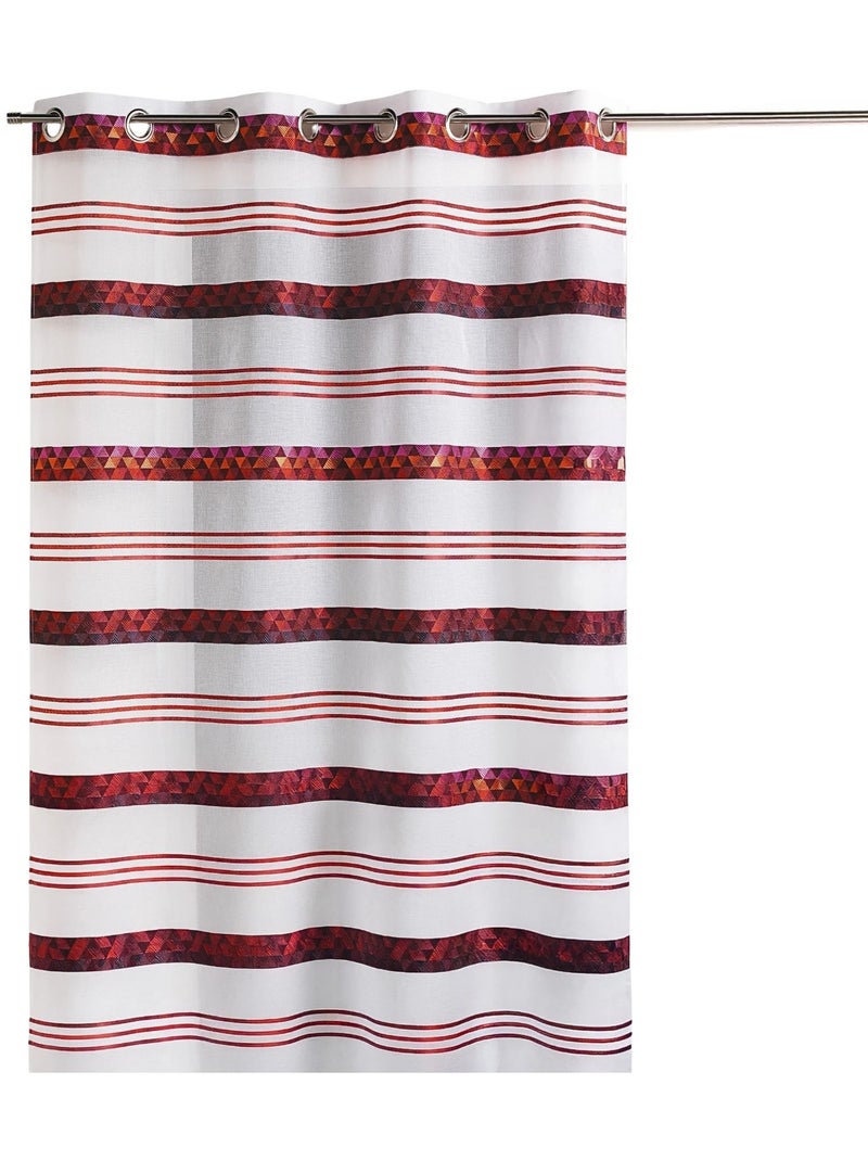 Cortina de jacquard con rayas geométricas Burdeos - Kiabi