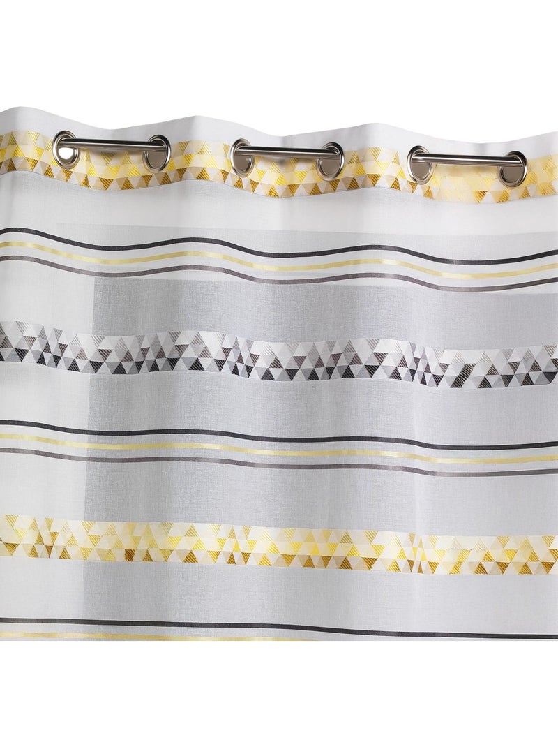 Cortina de jacquard con rayas geométricas Verde tilo - Kiabi