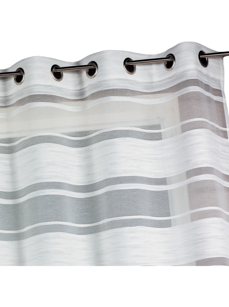 Cortina de jacquard con rayas horizontales Marfil - Kiabi
