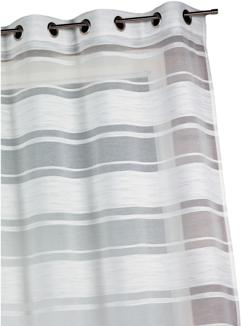 Cortina de jacquard con rayas horizontales Marfil - Kiabi