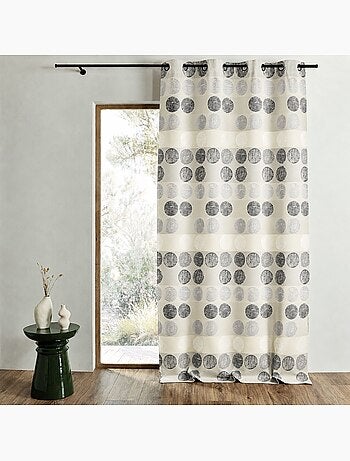 Cortina de jacquard con rayas horizontales y lunares