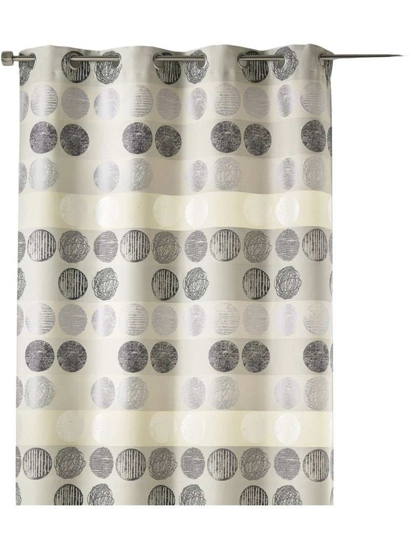 Cortina de jacquard con rayas horizontales y lunares Gris claro - Kiabi