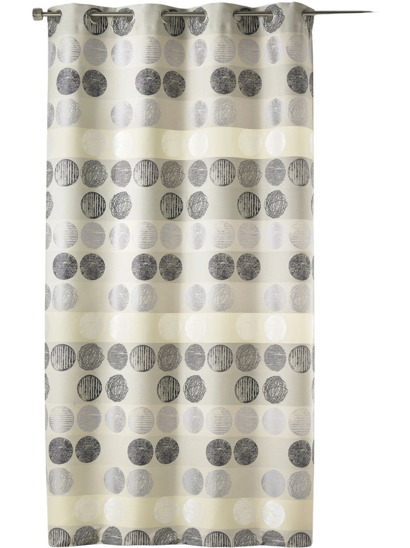 Cortina de jacquard con rayas horizontales y lunares Gris claro - Kiabi