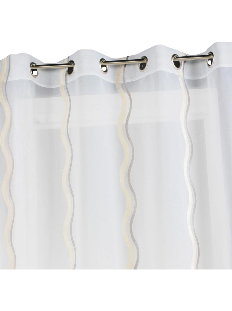 Cortina de jacquard con rayas verticales onduladas Taupe - Kiabi