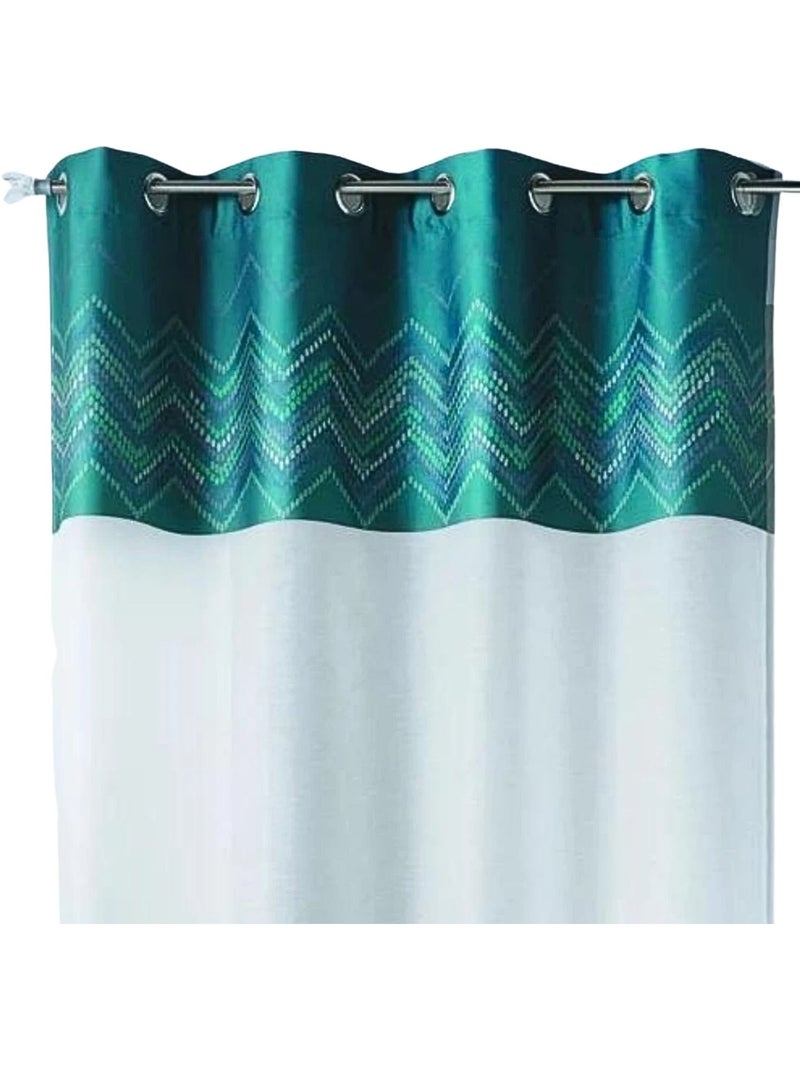 Cortina de jacquard con ribete en espiga Azul petróleo - Kiabi