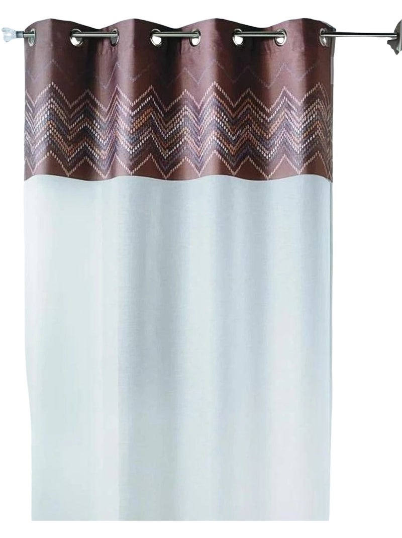 Cortina de jacquard con ribete en espiga Marrón chocolate - Kiabi