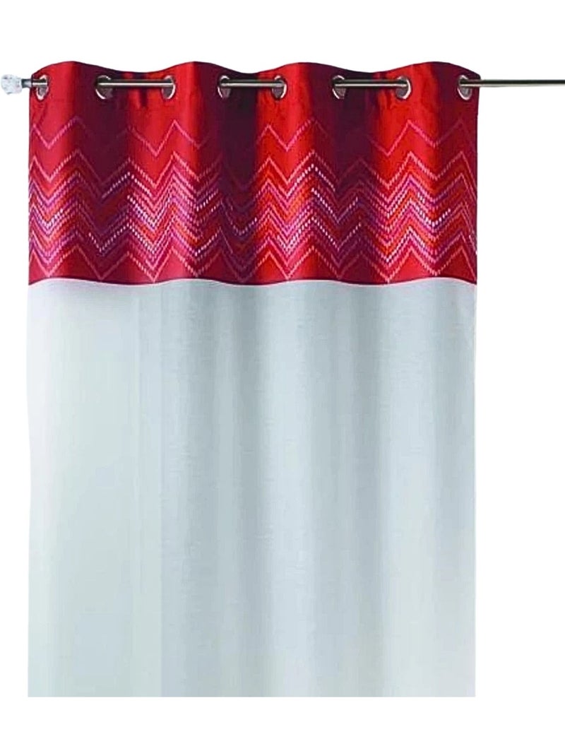 Cortina de jacquard con ribete en espiga Terracota - Kiabi