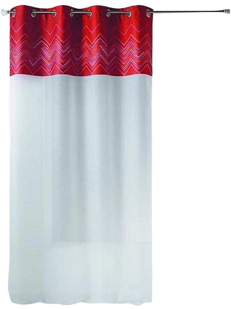 Cortina de jacquard con ribete en espiga Terracota - Kiabi