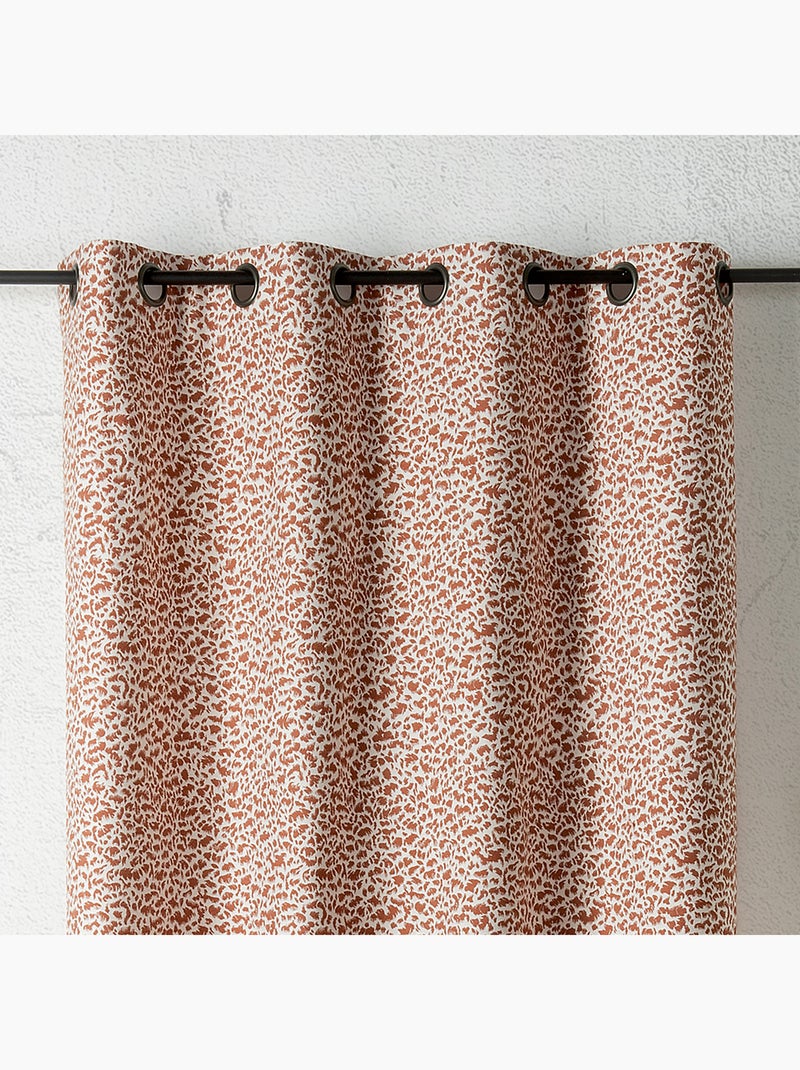 Cortina de jacquard con textura abstracta y ojales Naranja - Kiabi