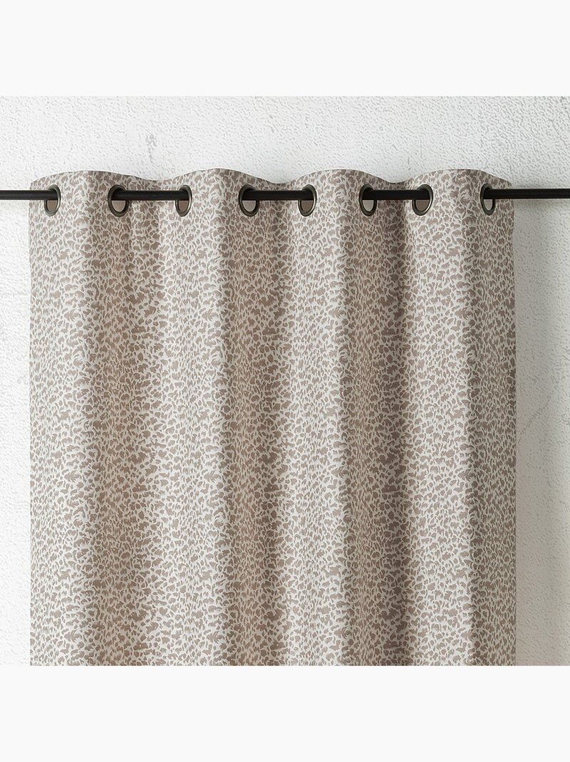 Cortina de jacquard con textura abstracta y ojales Taupe - Kiabi