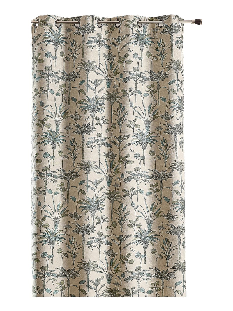 Cortina de Jacquard de palmeras exóticas Azul - Kiabi