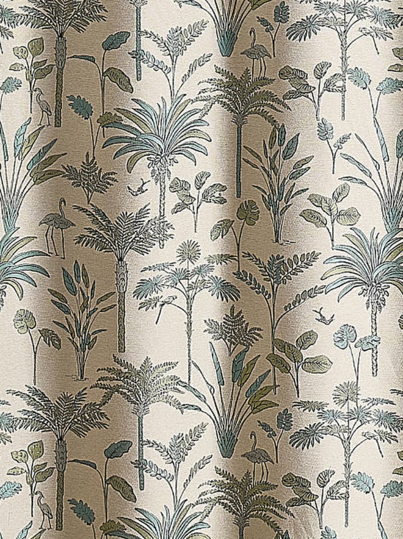 Cortina de Jacquard de palmeras exóticas Azul - Kiabi