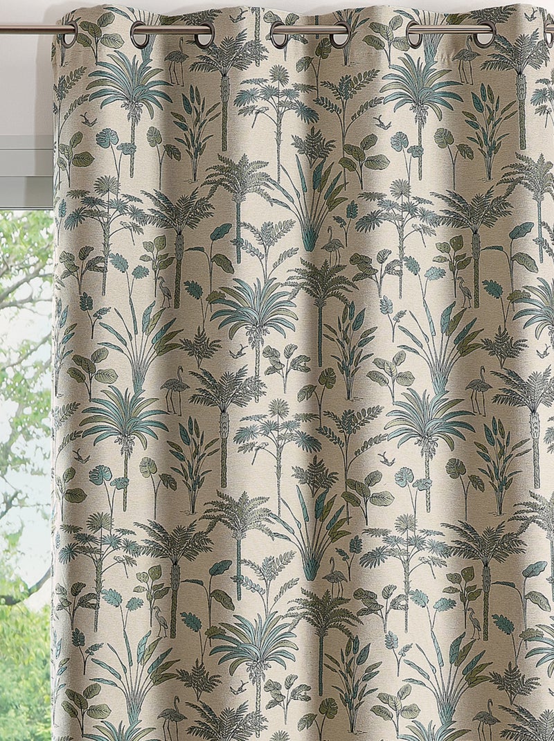 Cortina de Jacquard de palmeras exóticas Azul - Kiabi