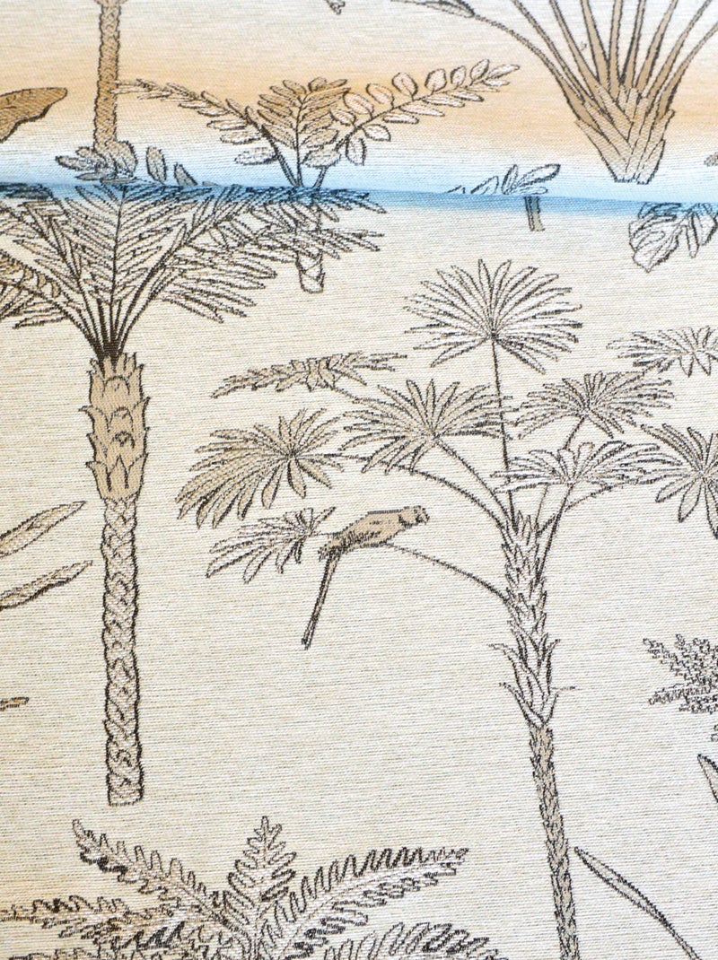 Cortina de Jacquard de palmeras exóticas Beige claro - Kiabi