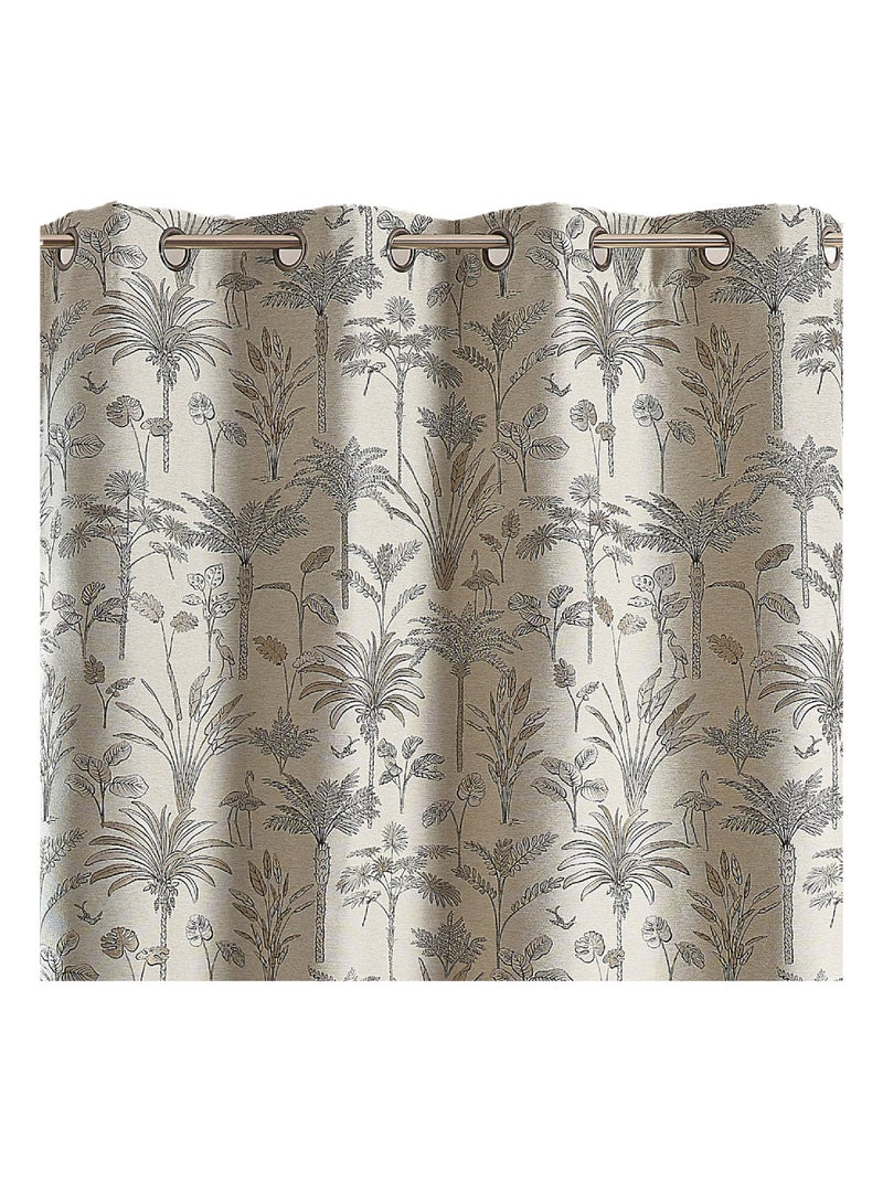 Cortina de Jacquard de palmeras exóticas Beige claro - Kiabi