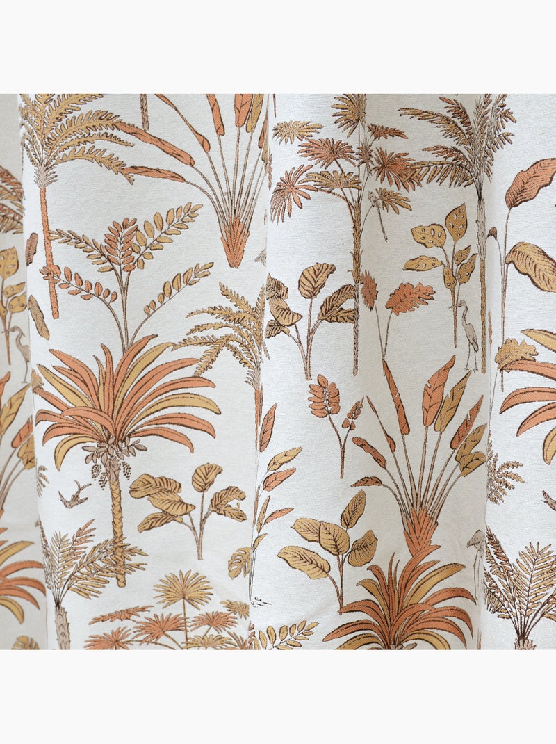 Cortina de Jacquard de palmeras exóticas Terracota - Kiabi