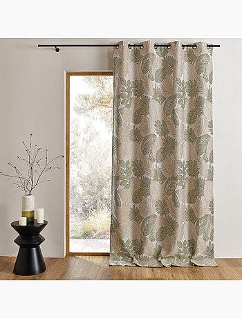 Cortina de jacquard de polialgodón con estampado de hojas