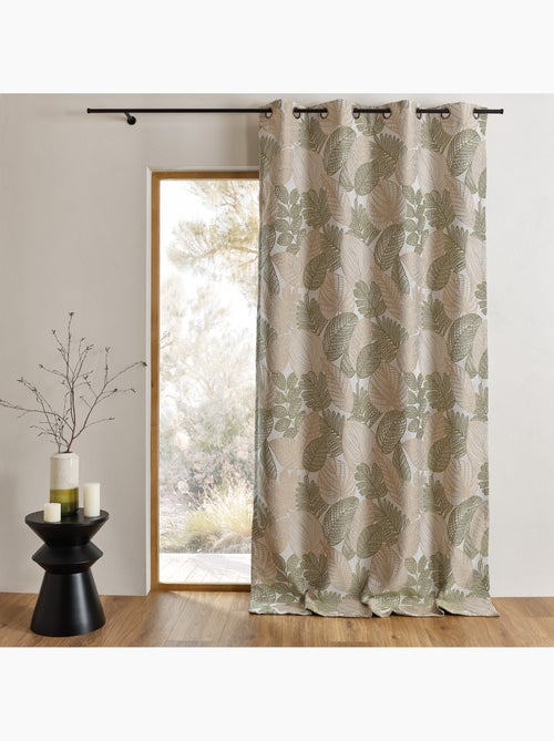 Cortina de jacquard de polialgodón con estampado de hojas - Kiabi