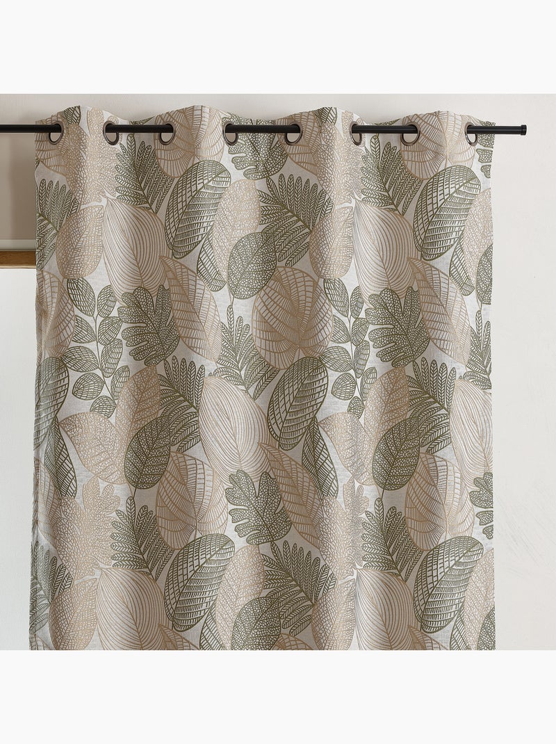 Cortina de jacquard de polialgodón con estampado de hojas Caqui - Kiabi