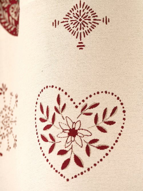 Cortina de jacquard para decoración con motivos de chalets y corazones - Kiabi
