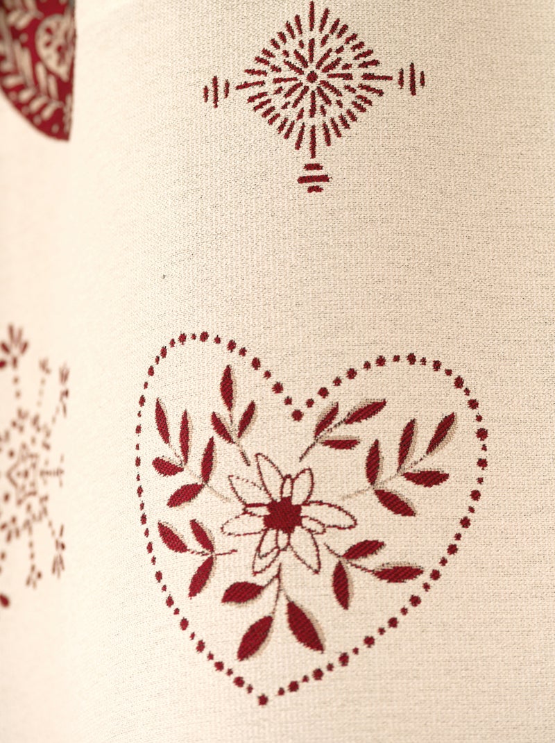 Cortina de jacquard para decoración con motivos de chalets y corazones Rojo - Kiabi