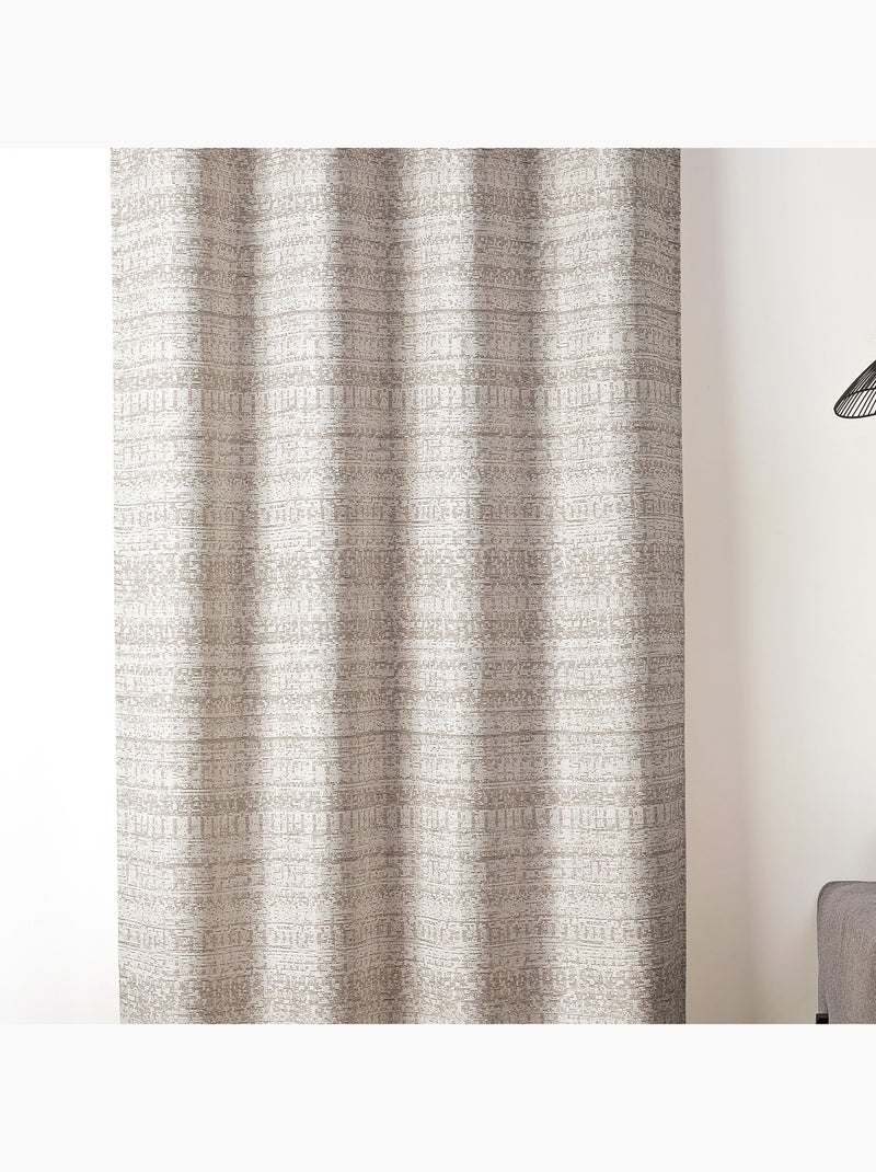 Cortina de jacquard texturizado de inspiración mineral con ojales Beige - Kiabi