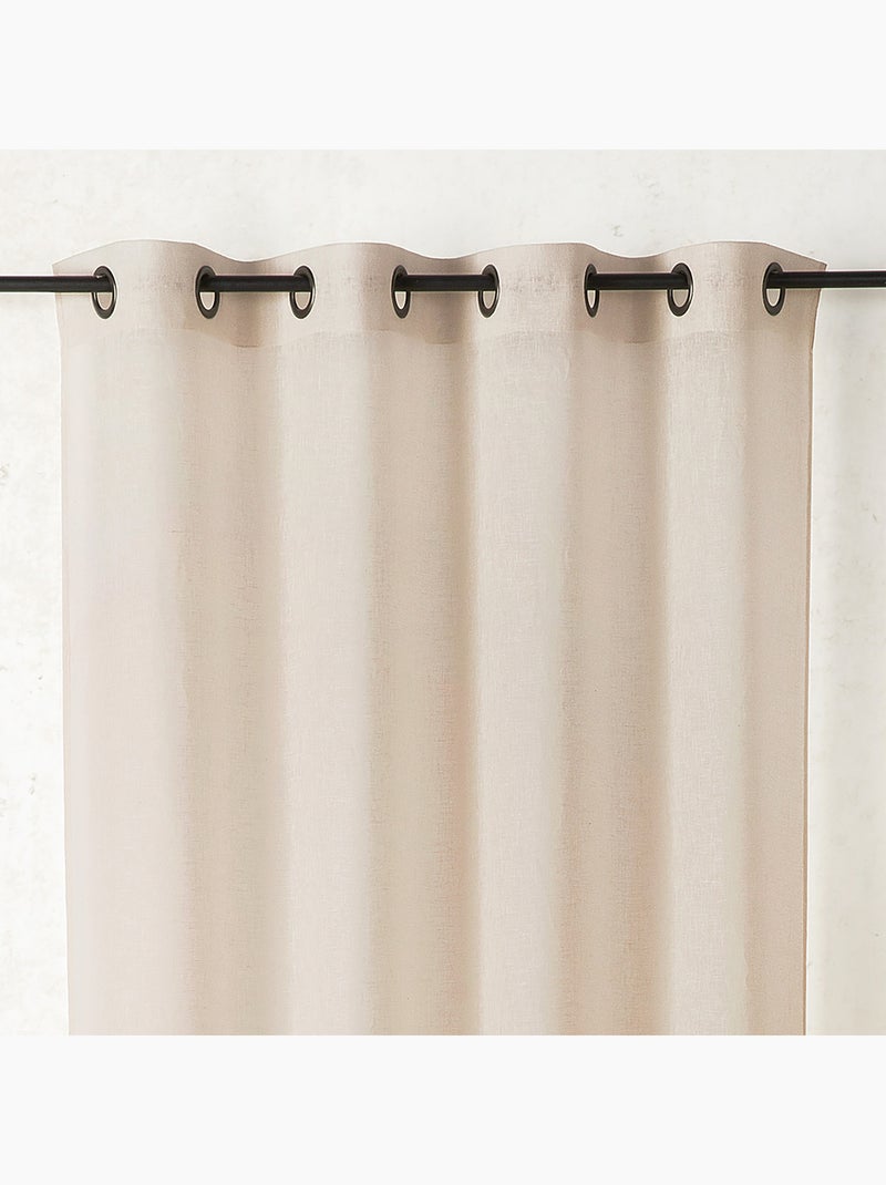 Cortina de malla de gasa de polilina con ojales Beige - Kiabi