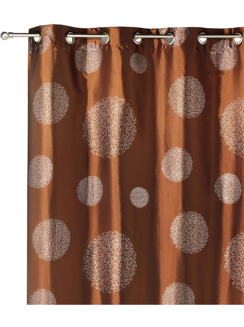 Cortina de mobiliario de tafetán estampada plata Marrón chocolate - Kiabi