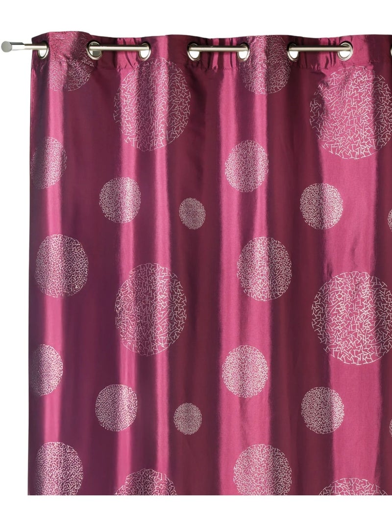 Cortina de mobiliario de tafetán estampada plata Violeta ciruela - Kiabi
