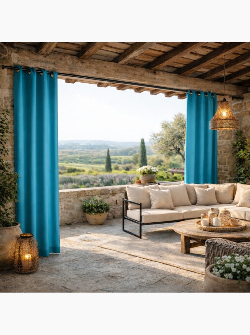 Cortina de mobiliario Lisa Outdoor Azul turquesa - Kiabi