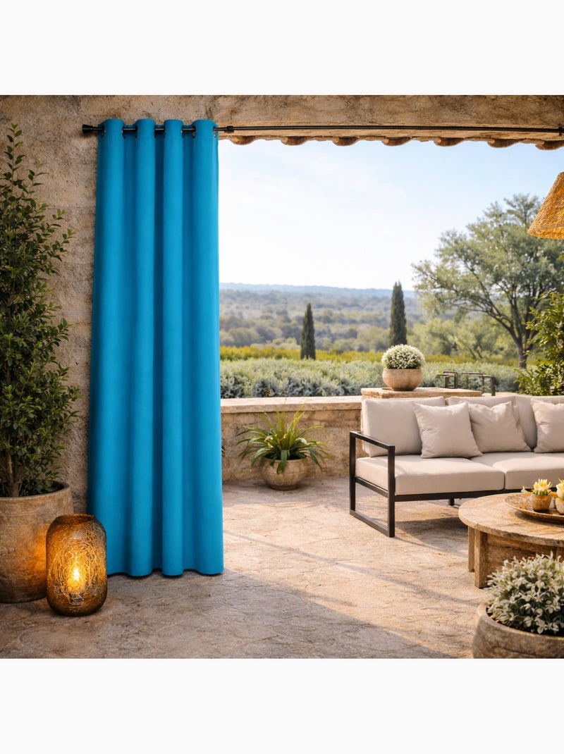 Cortina de mobiliario Lisa Outdoor Azul turquesa - Kiabi