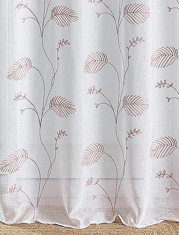 Cortina de ojales con bordado de hojas