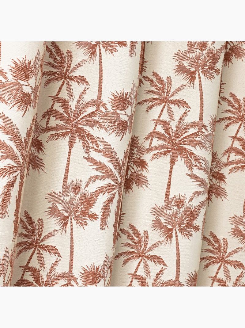 Cortina de ojales con estampado de palmeras en tejido texturizado Terracota - Kiabi