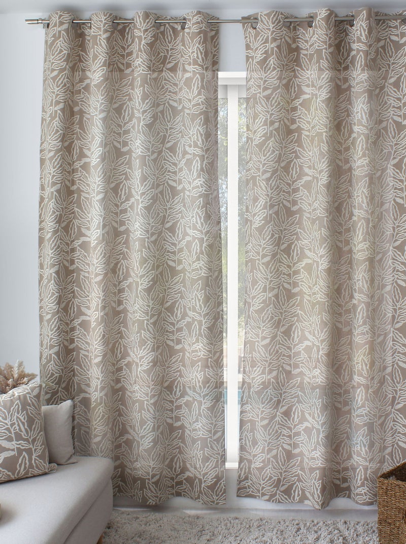 Cortina de ojales de algodón reciclado Chambray Madera natural - Kiabi