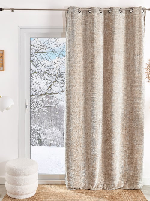 Cortina de ojales de chenilla efecto felpa - Kiabi