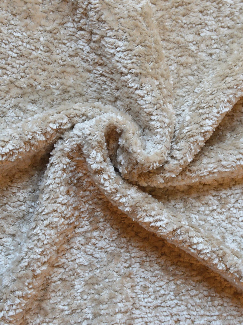 Cortina de ojales de chenilla efecto felpa Beige - Kiabi