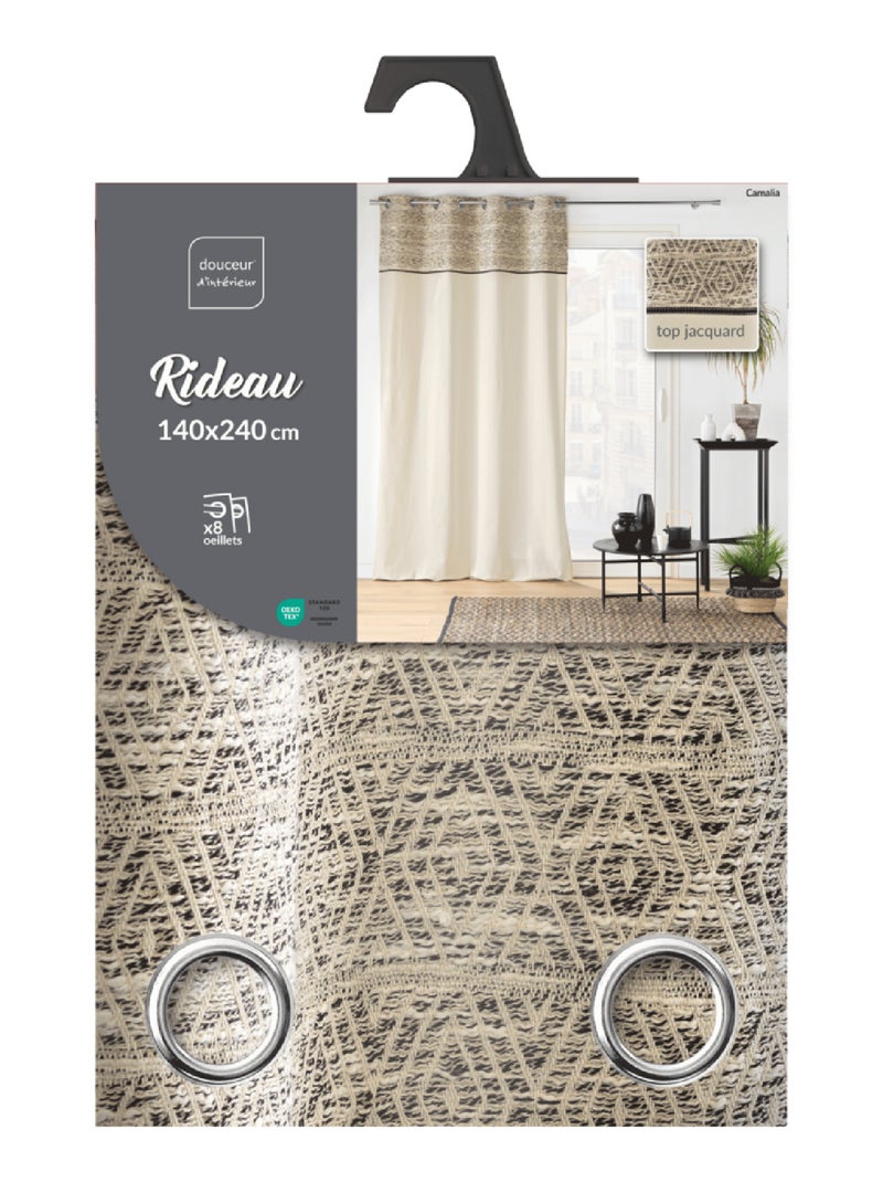 Cortina de ojales de jacquard Camalia Top Madera natural - Kiabi