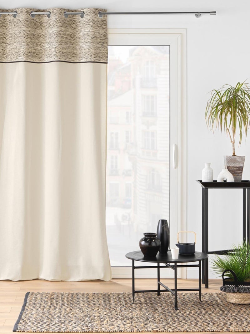 Cortina de ojales de jacquard Camalia Top Madera natural - Kiabi