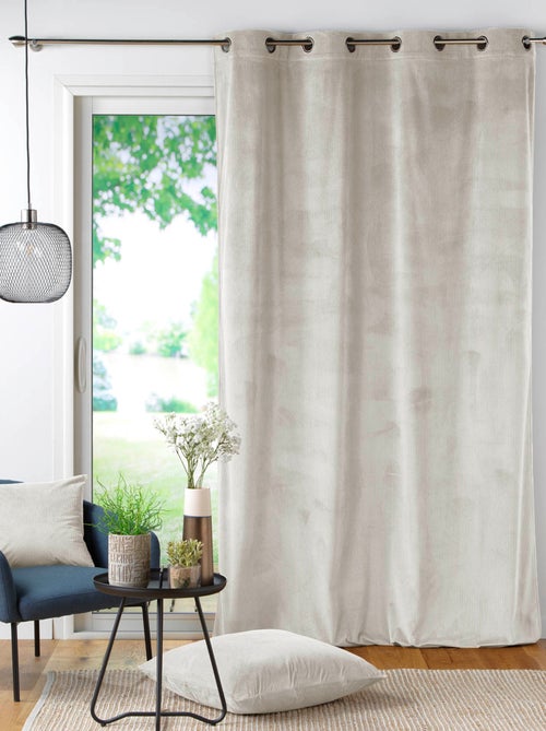 Cortina de ojales de pana lisa de color salvia informal - Kiabi