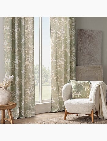 Cortina de ojales de polialgodón con hojas metálicas