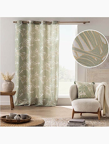 Cortina de ojales de polialgodón con hojas metálicas